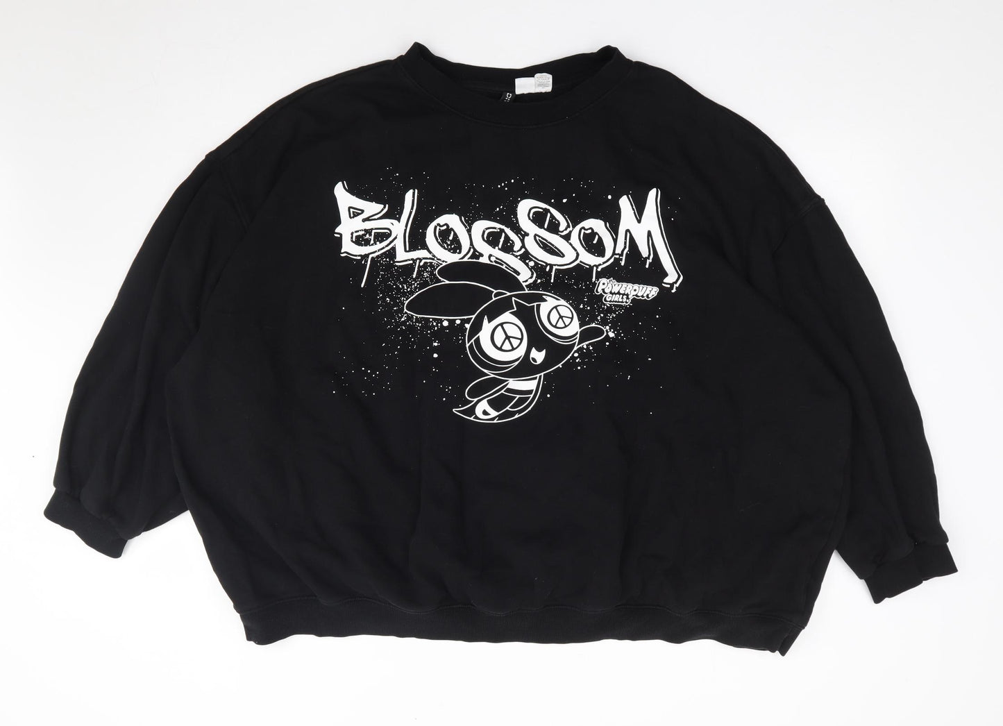 H&M Womens Black Cotton Pullover Sweatshirt Size 3XL Pullover - Powerpuff Girls