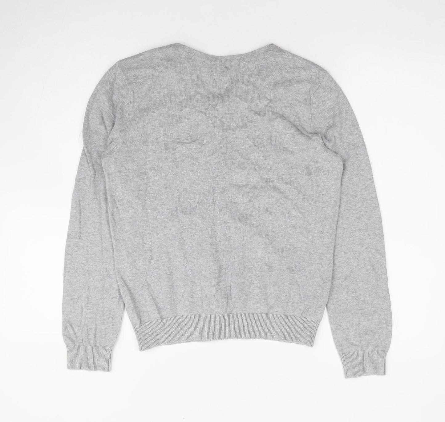H&M Womens Grey Round Neck 100% Cotton Cardigan Jumper Size M