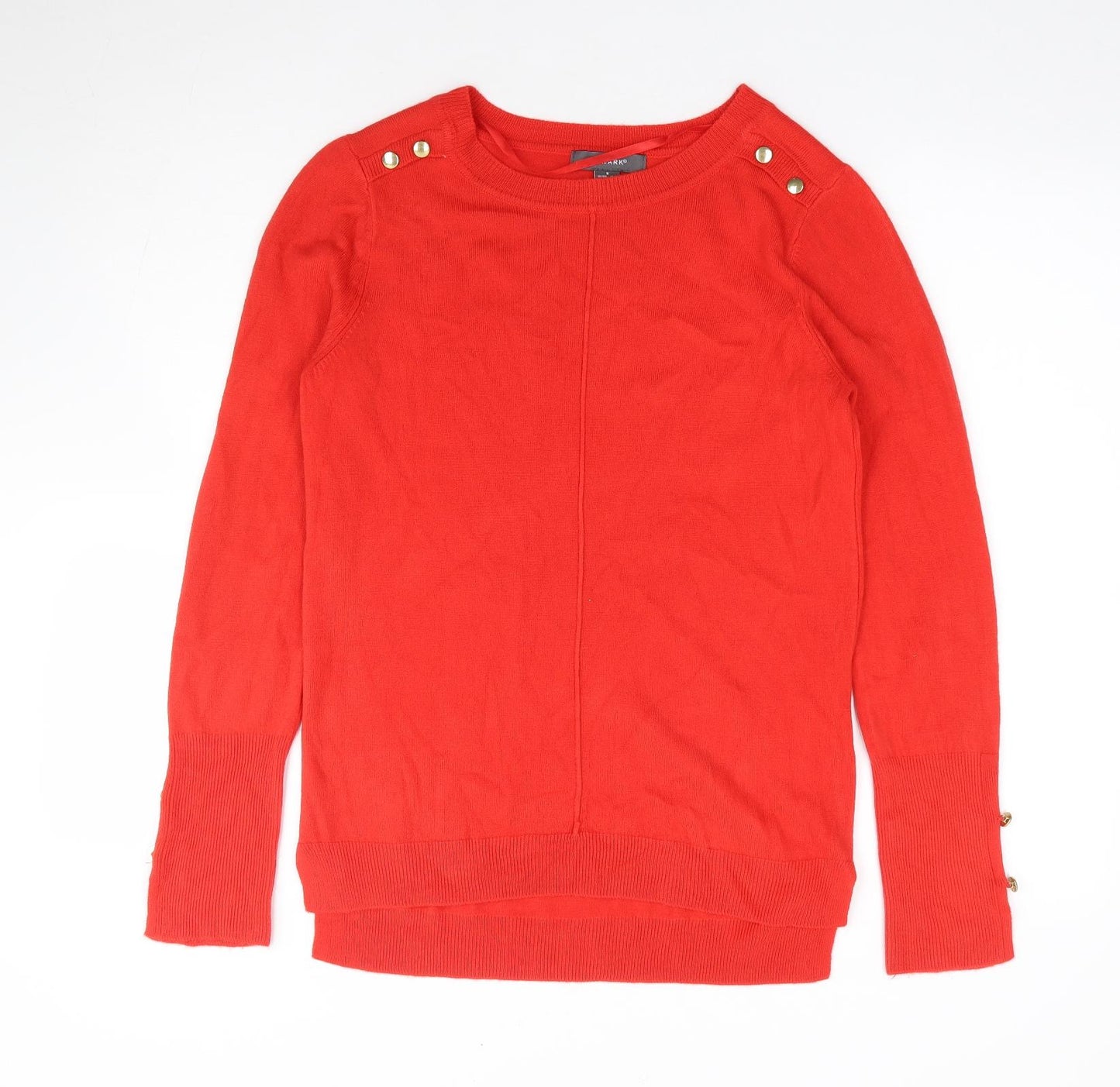 Primark Womens Red Round Neck Acrylic Pullover Jumper Size S