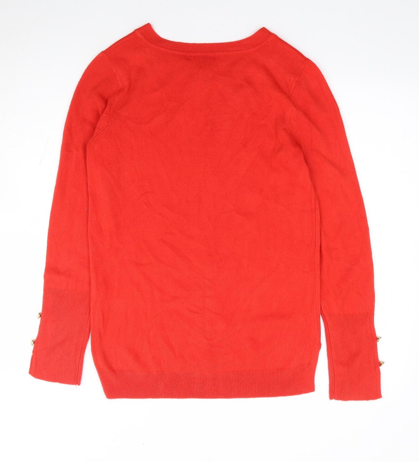 Primark Womens Red Round Neck Acrylic Pullover Jumper Size S