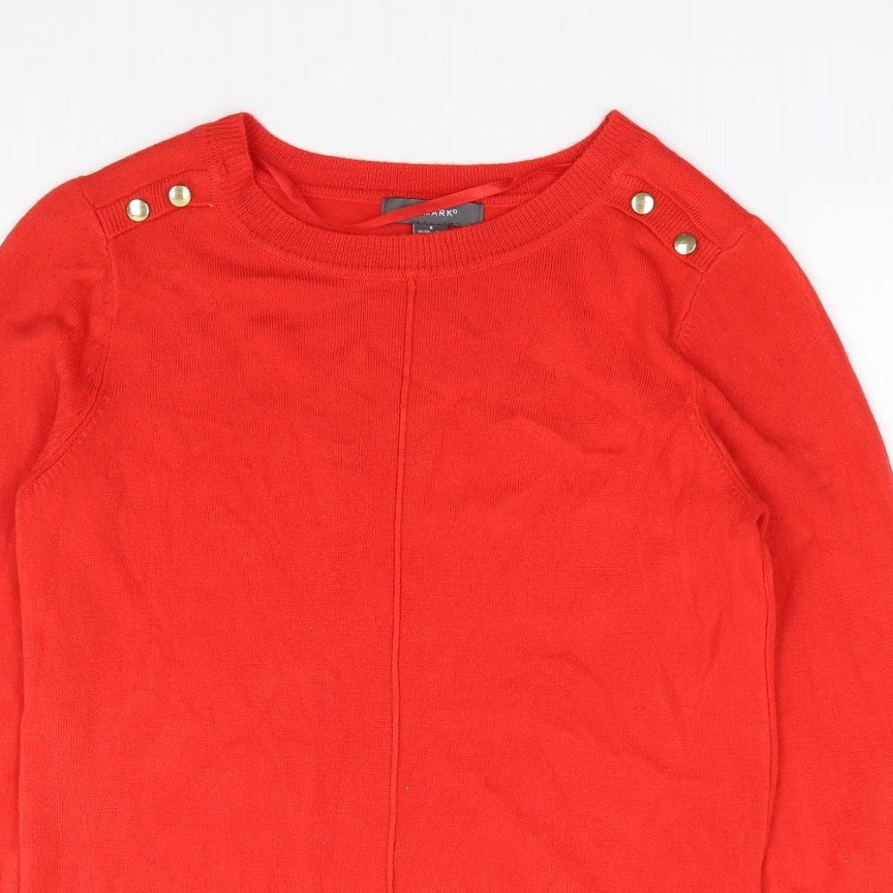 Primark Womens Red Round Neck Acrylic Pullover Jumper Size S