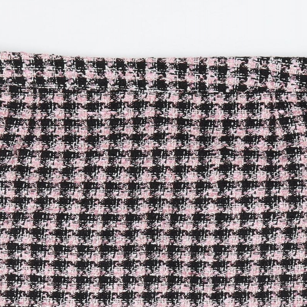 Primark Womens Pink Check Polyester Mini Skirt Size 16 Zip