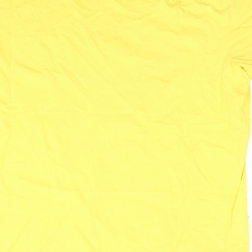 Pieces Womens Yellow 100% Cotton Basic T-Shirt Size L Crew Neck