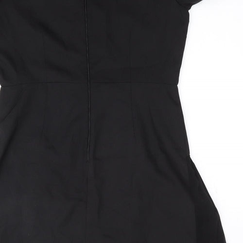 Paper Dolls Womens Black Polyester Fit & Flare Size 14 Round Neck Zip