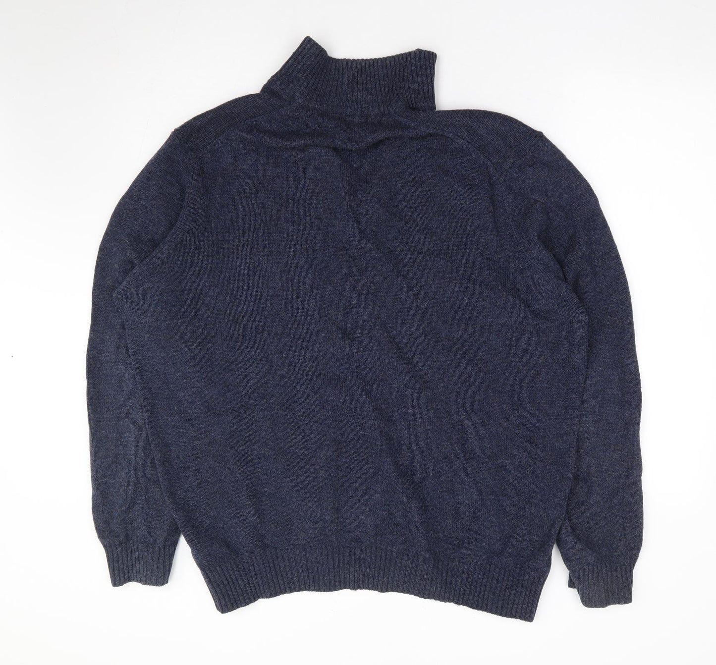 Marks and Spencer Mens Blue V-Neck Wool Pullover Jumper Size XL