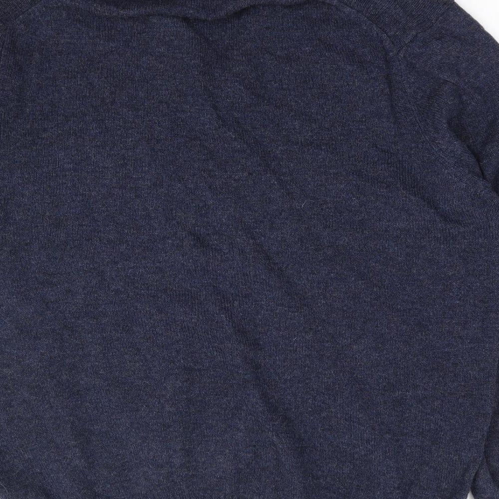 Marks and Spencer Mens Blue V-Neck Wool Pullover Jumper Size XL