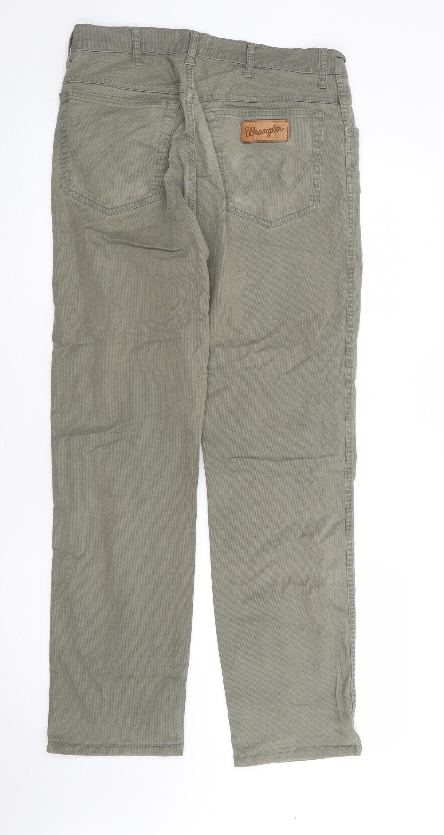 Wrangler Mens Green Cotton Chino Trousers Size 32 L32 in Regular Zip