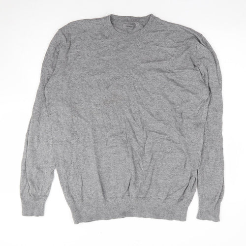 George Mens Grey Round Neck Cotton Pullover Jumper Size XL
