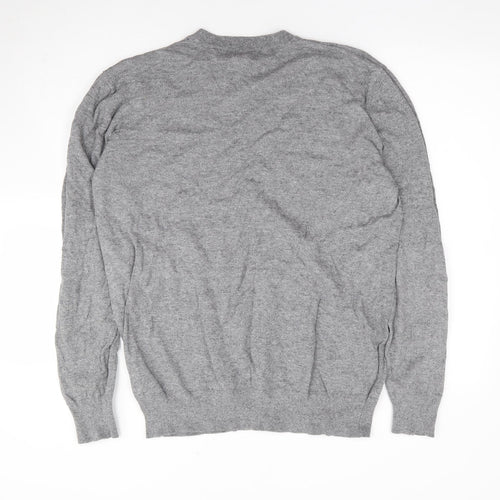 George Mens Grey Round Neck Cotton Pullover Jumper Size XL