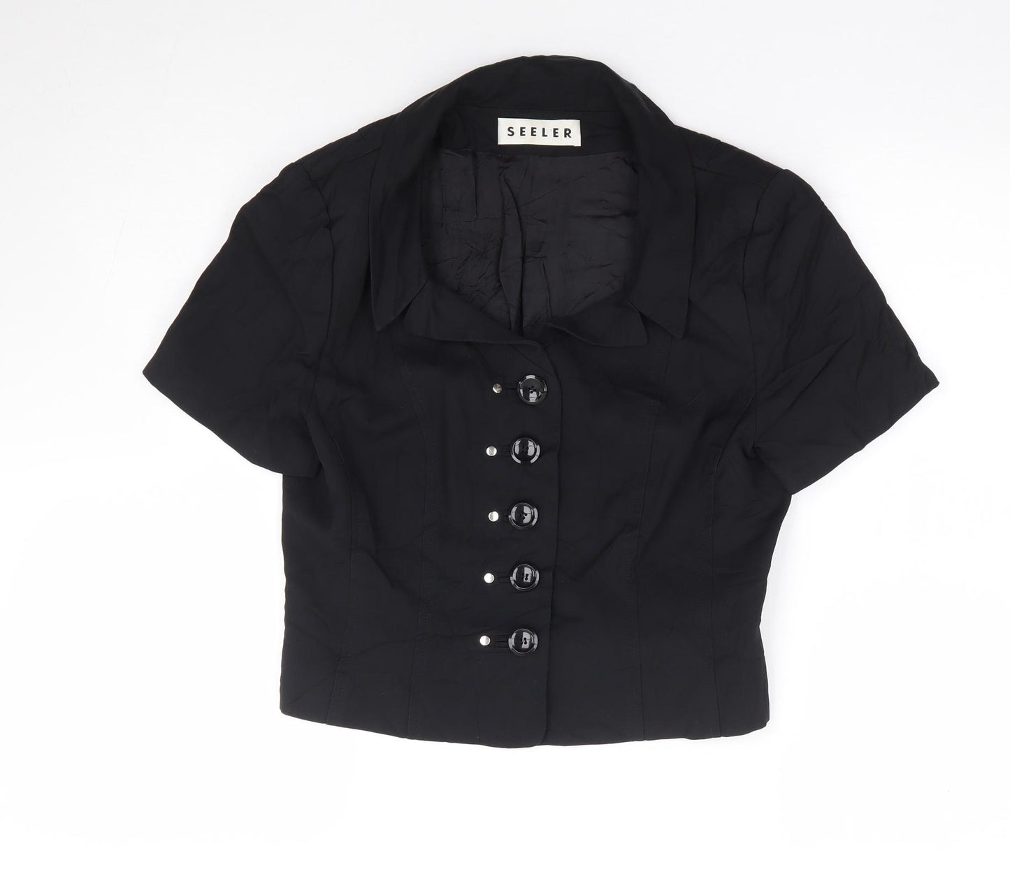 Seeler Womens Black Jacket Size 8 Button