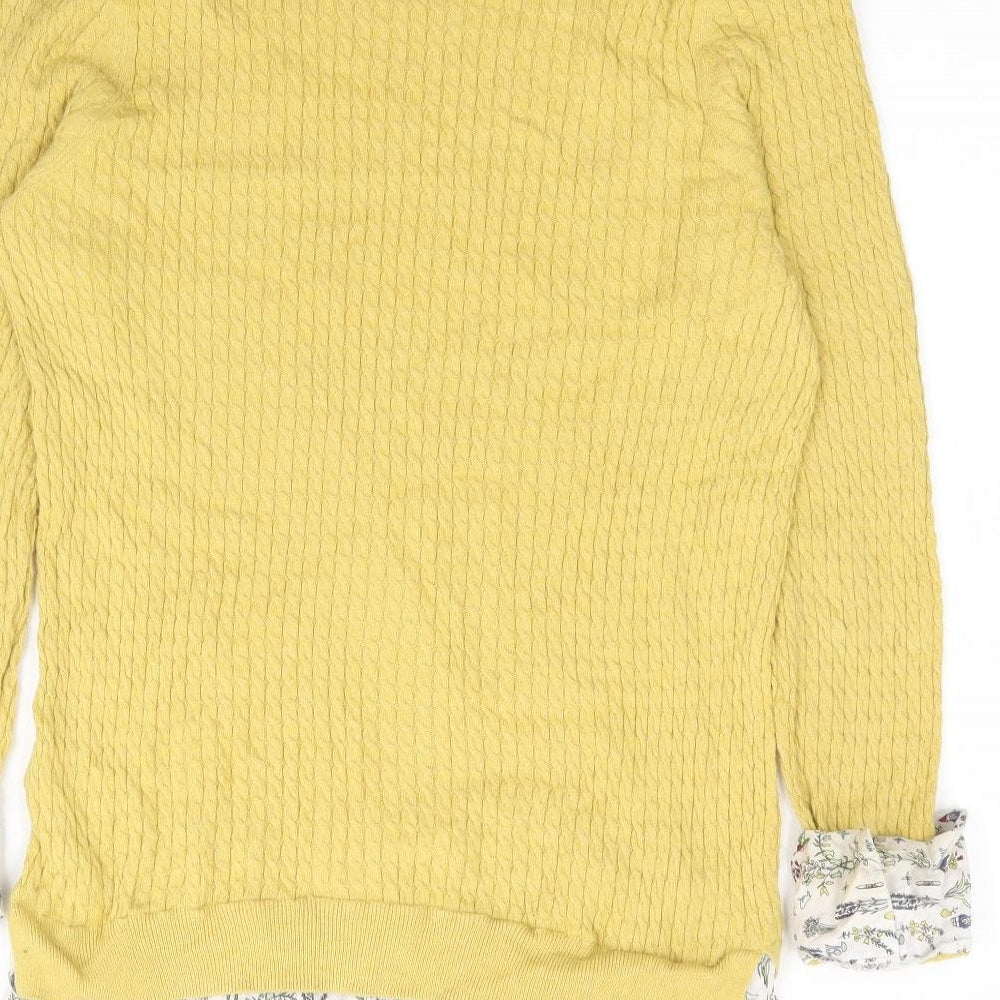 NEXT Womens Yellow Round Neck Floral Cotton Pullover Jumper Size 16