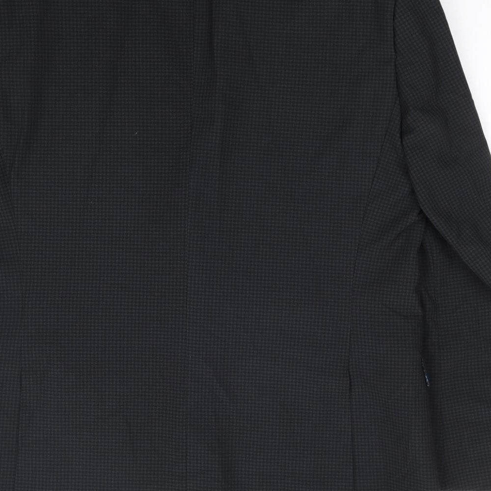 One Six Five Mens Blue Check Polyester Jacket Suit Jacket Size 44