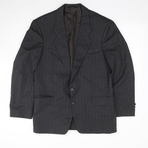 Rudnick Mens Grey Striped Polyester Jacket Suit Jacket Size 38