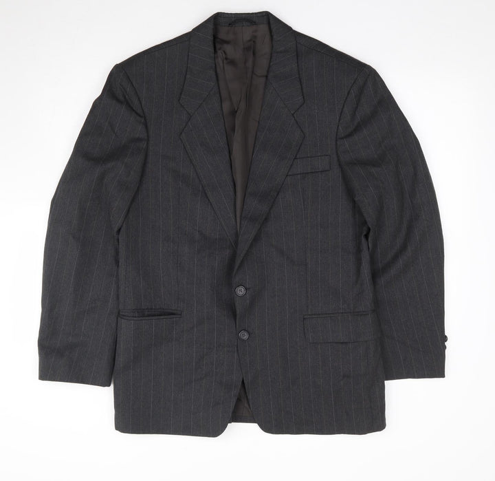 Rudnick Mens Grey Striped Polyester Jacket Suit Jacket Size 38