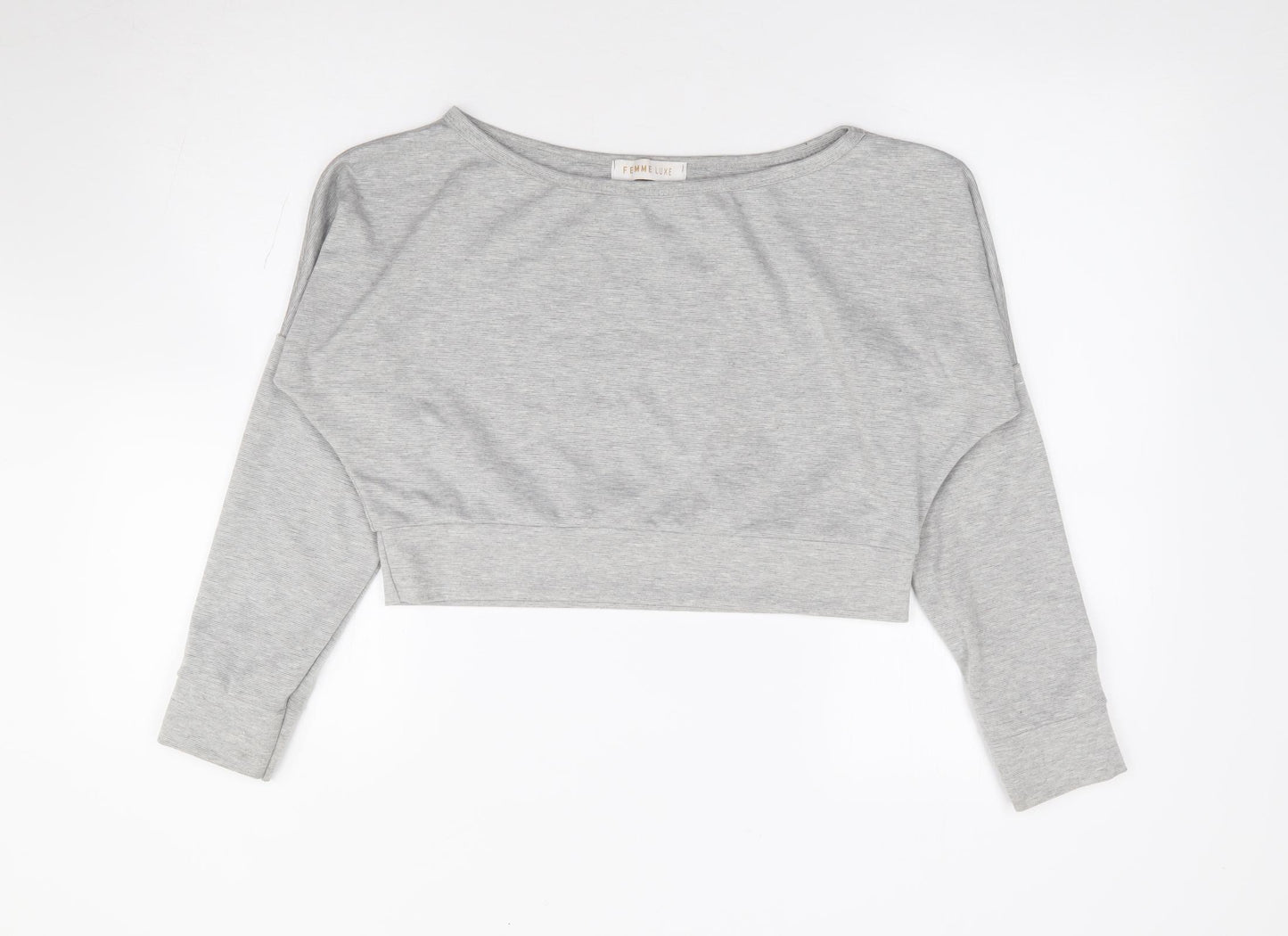 Femme Luxe Womens Grey Polyester Pullover Sweatshirt Size M Pullover