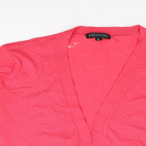 Paramour Womens Pink V-Neck Viscose Shrug Jumper Size XL