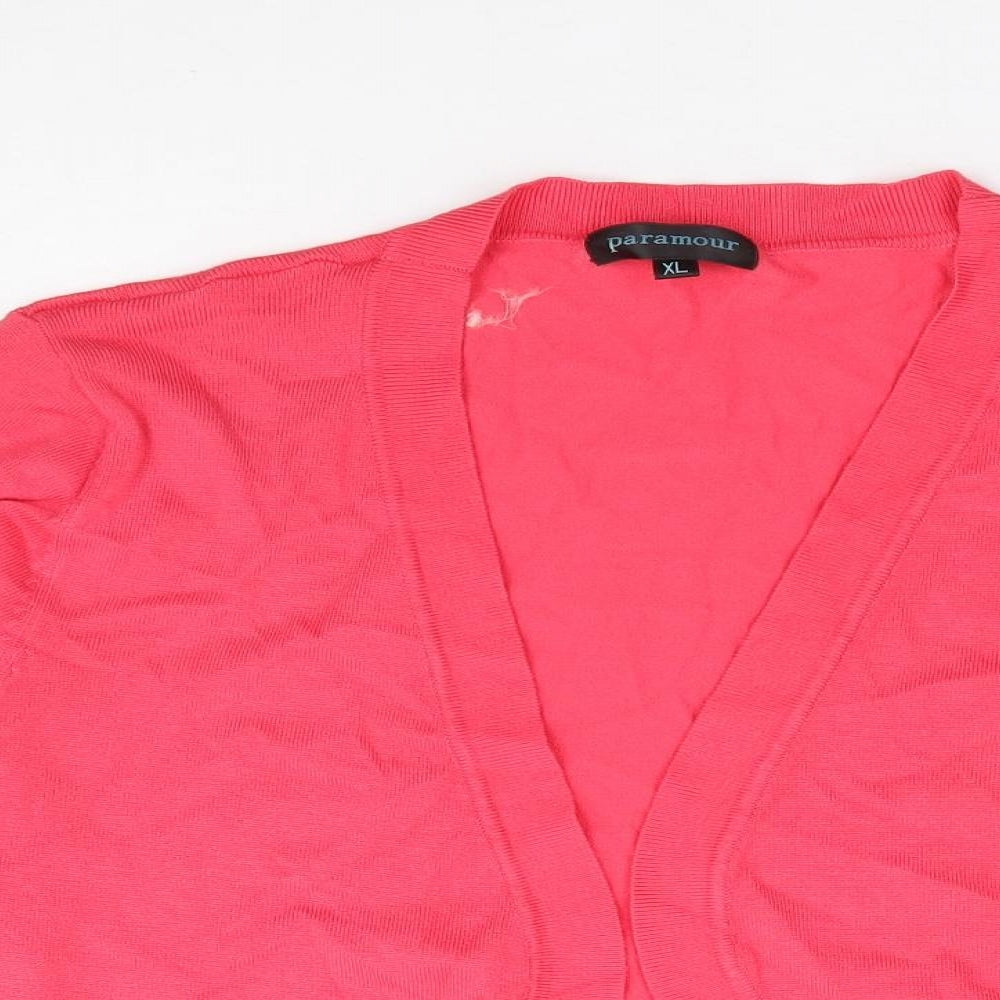 Paramour Womens Pink V-Neck Viscose Shrug Jumper Size XL
