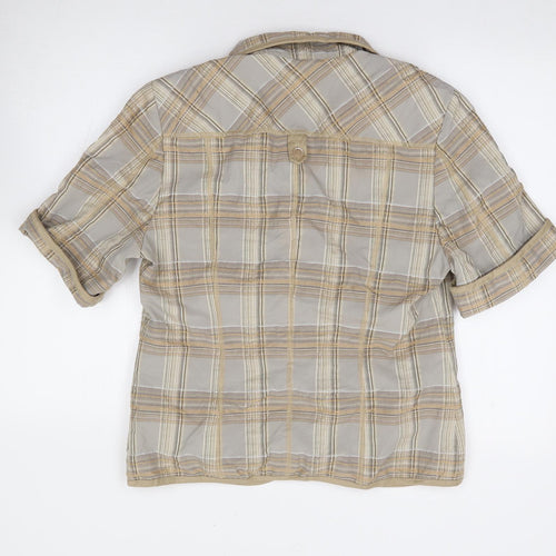 LUCIA Womens Beige Plaid Jacket Size S Button