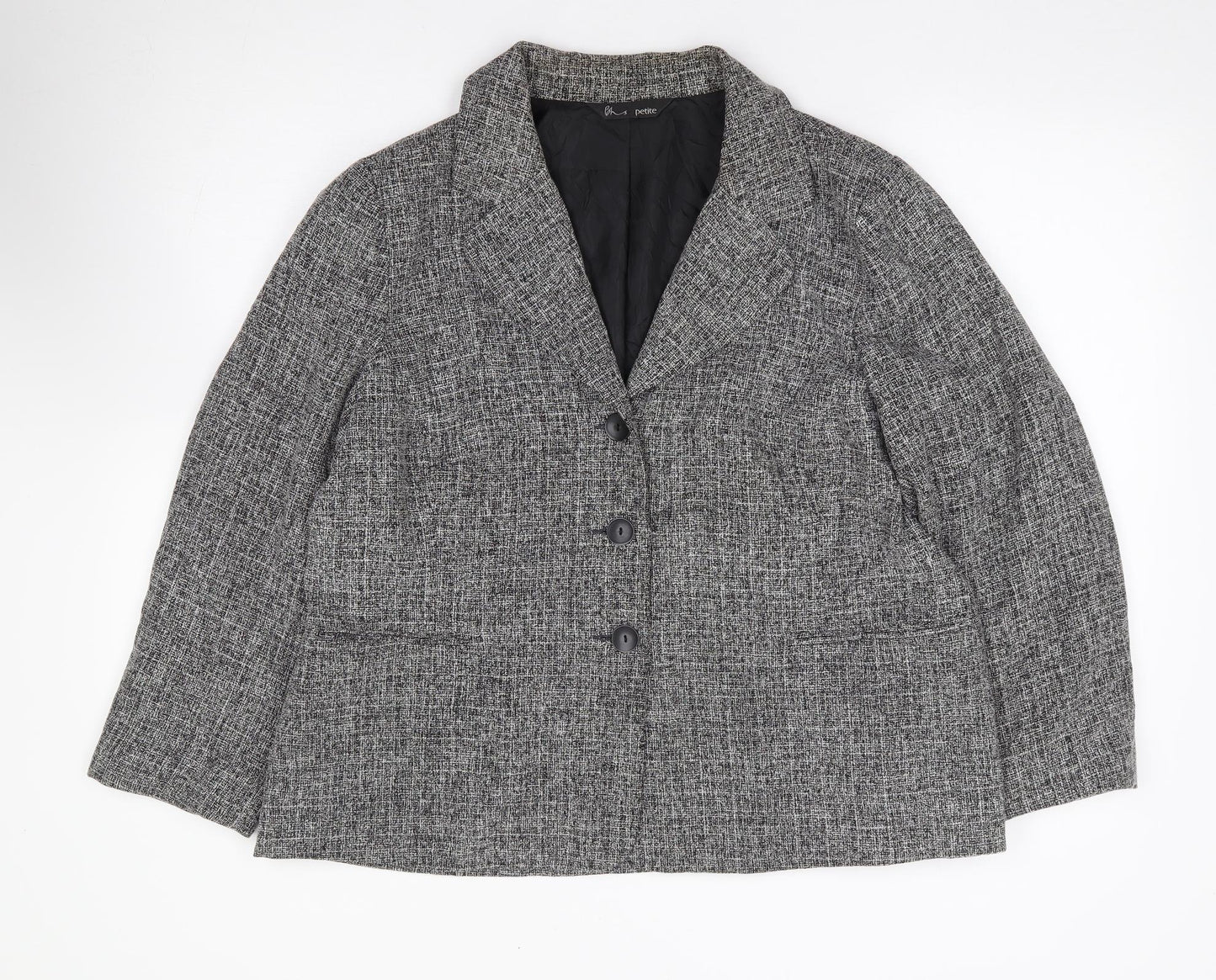 BHS Womens Grey Flecked Polyester Jacket Suit Jacket Size 20