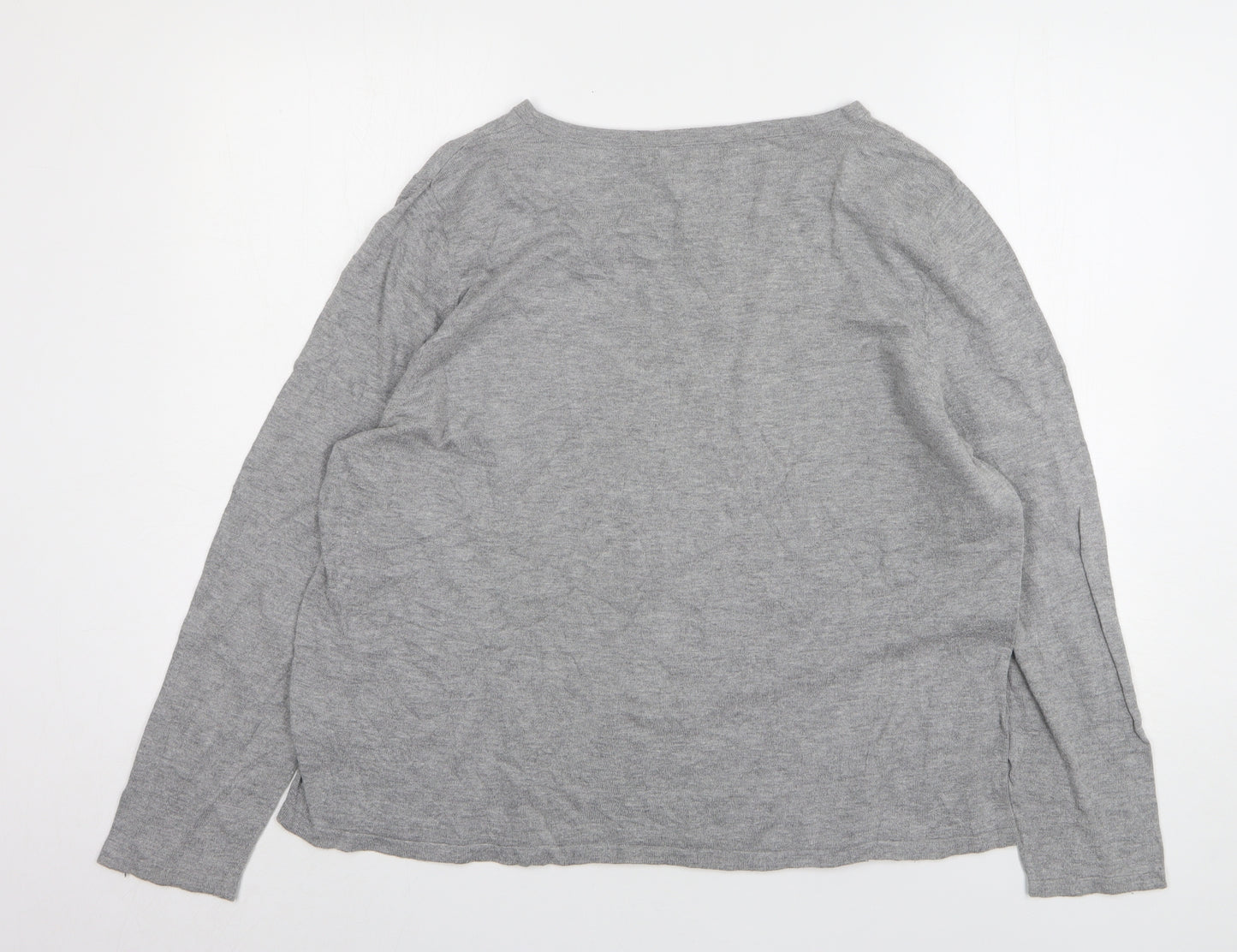 NEXT Womens Grey Round Neck Cotton Pullover Jumper Size 20 - Christmas