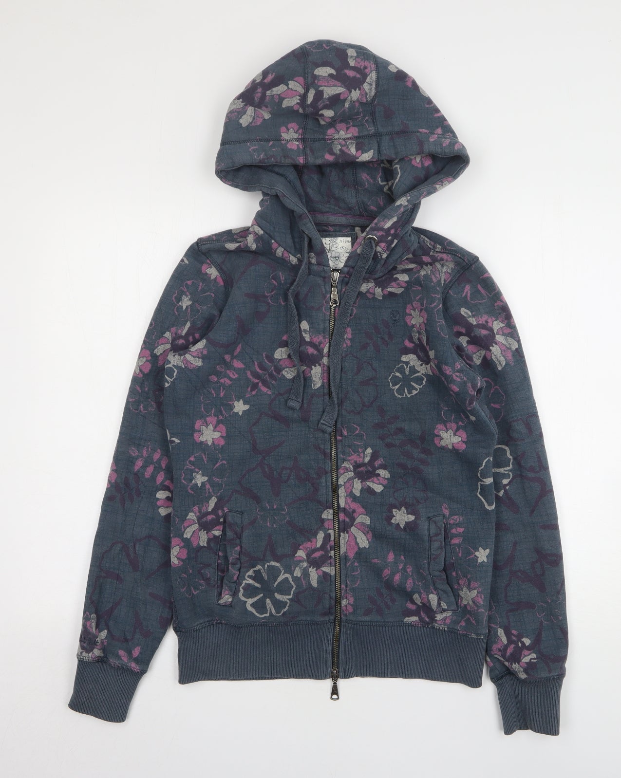 Fat Face Womens Blue Floral Cotton Pullover Hoodie Size 12