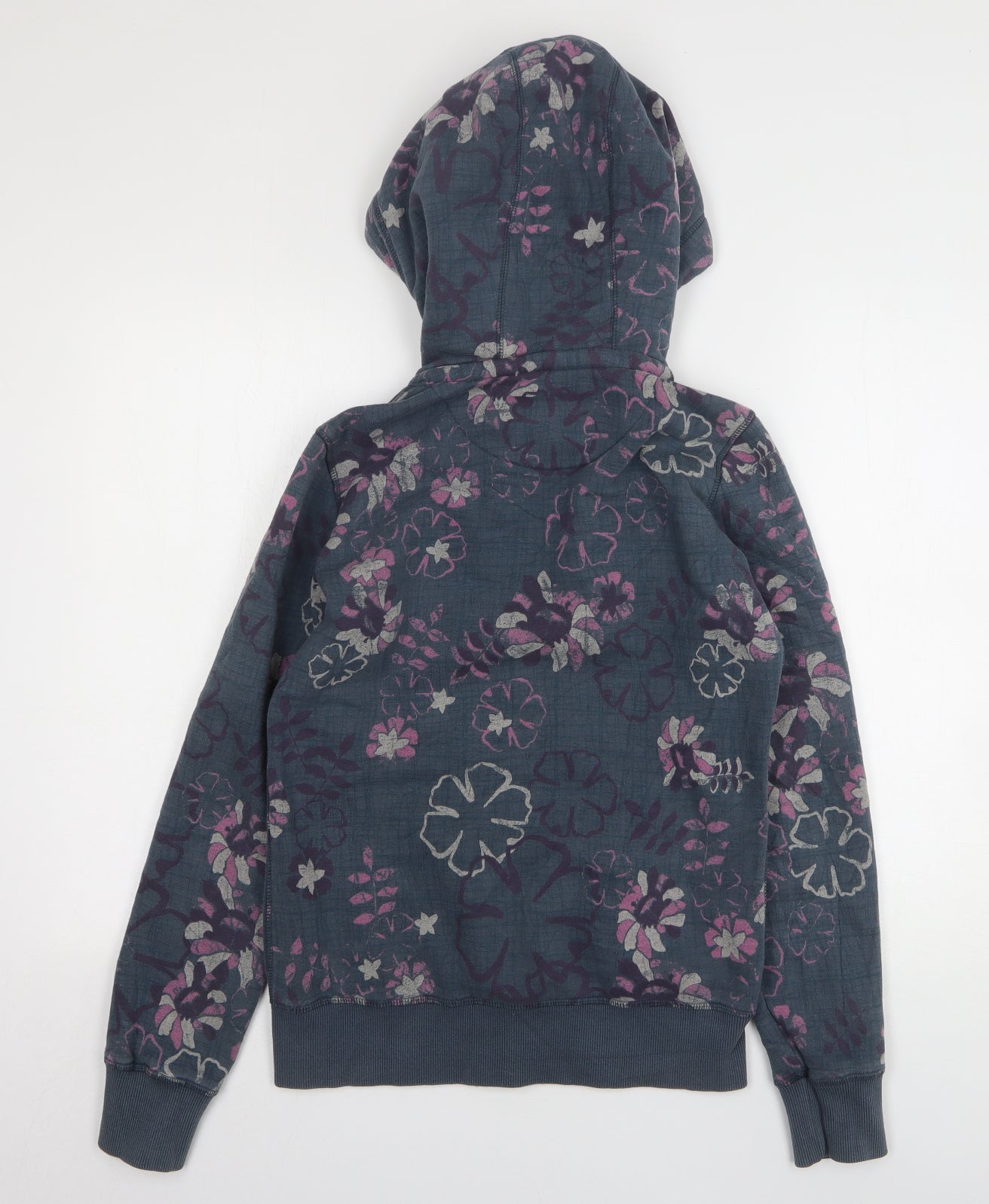 Fat Face Womens Blue Floral Cotton Pullover Hoodie Size 12