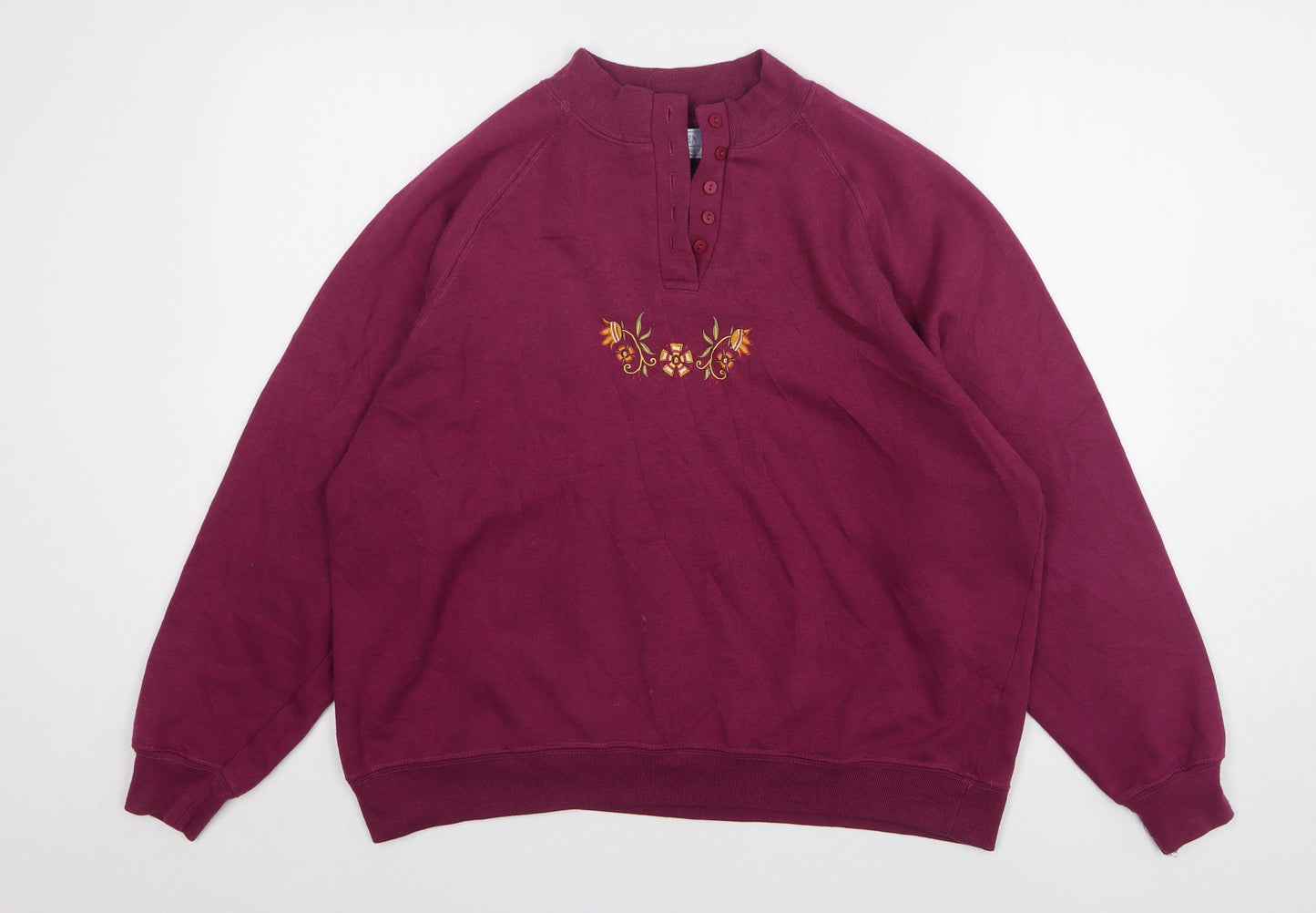Compliments Womens Purple Polyester Pullover Sweatshirt Size L