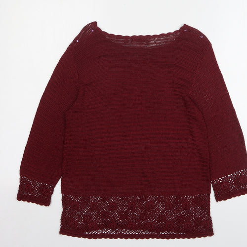Bellino Womens Purple Round Neck Viscose Pullover Jumper Size 12