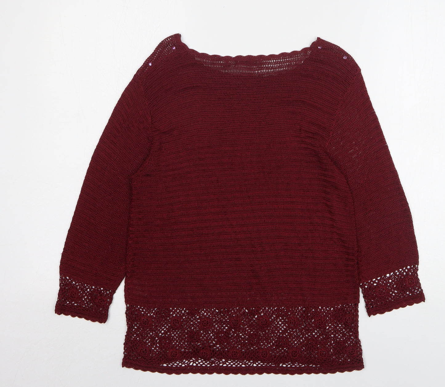 Bellino Womens Purple Round Neck Viscose Pullover Jumper Size 12