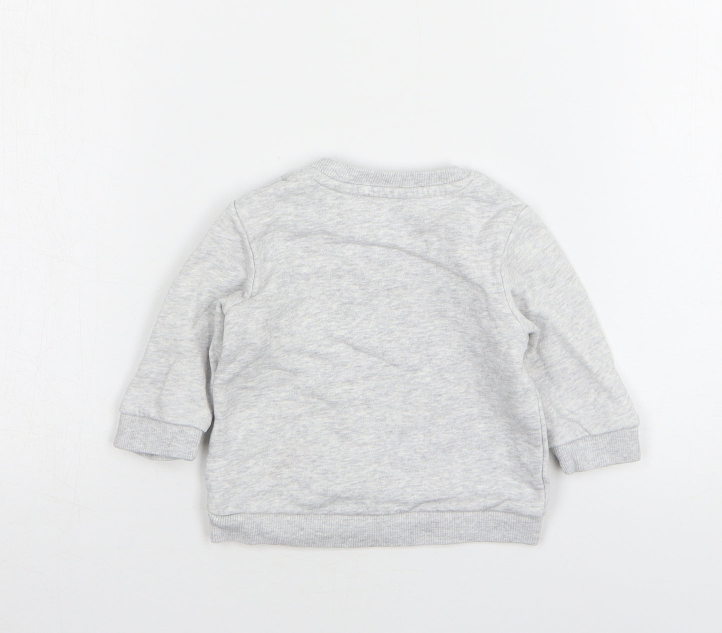 Marks and Spencer Girls Grey Cotton Pullover Jumper Size 0-3 Months
