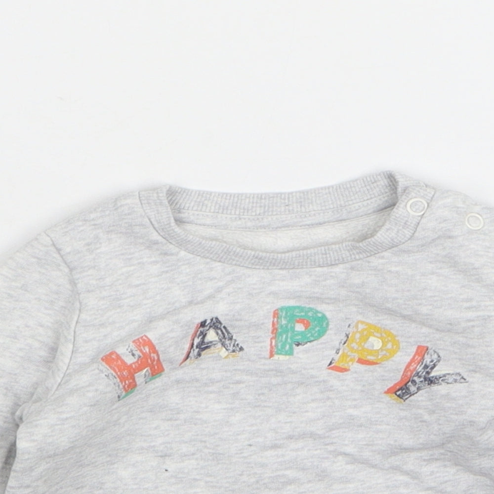 Marks and Spencer Girls Grey Cotton Pullover Jumper Size 0-3 Months