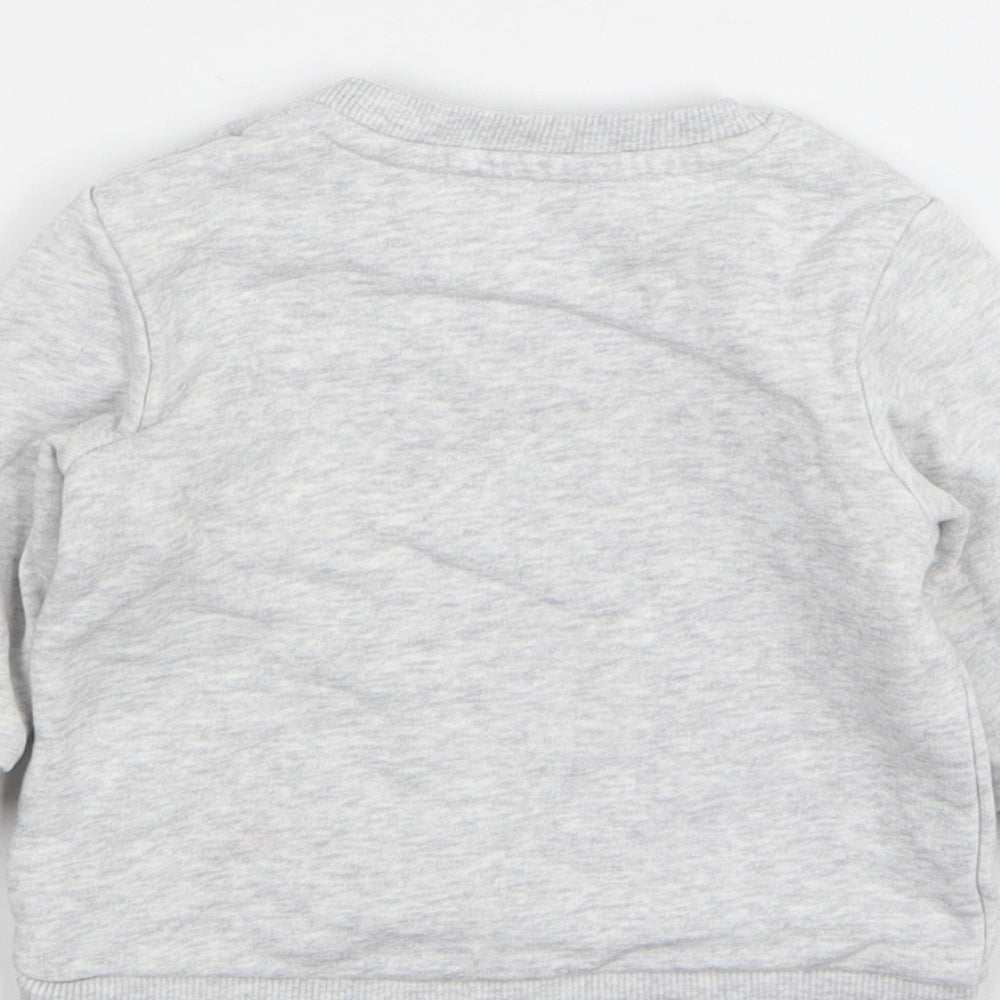 Marks and Spencer Girls Grey Cotton Pullover Jumper Size 0-3 Months