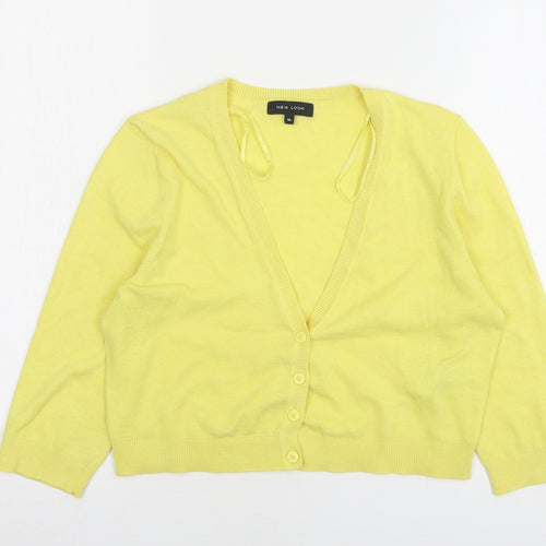 New Look Womens Yellow V-Neck Polyester Cardigan Jumper Size 14