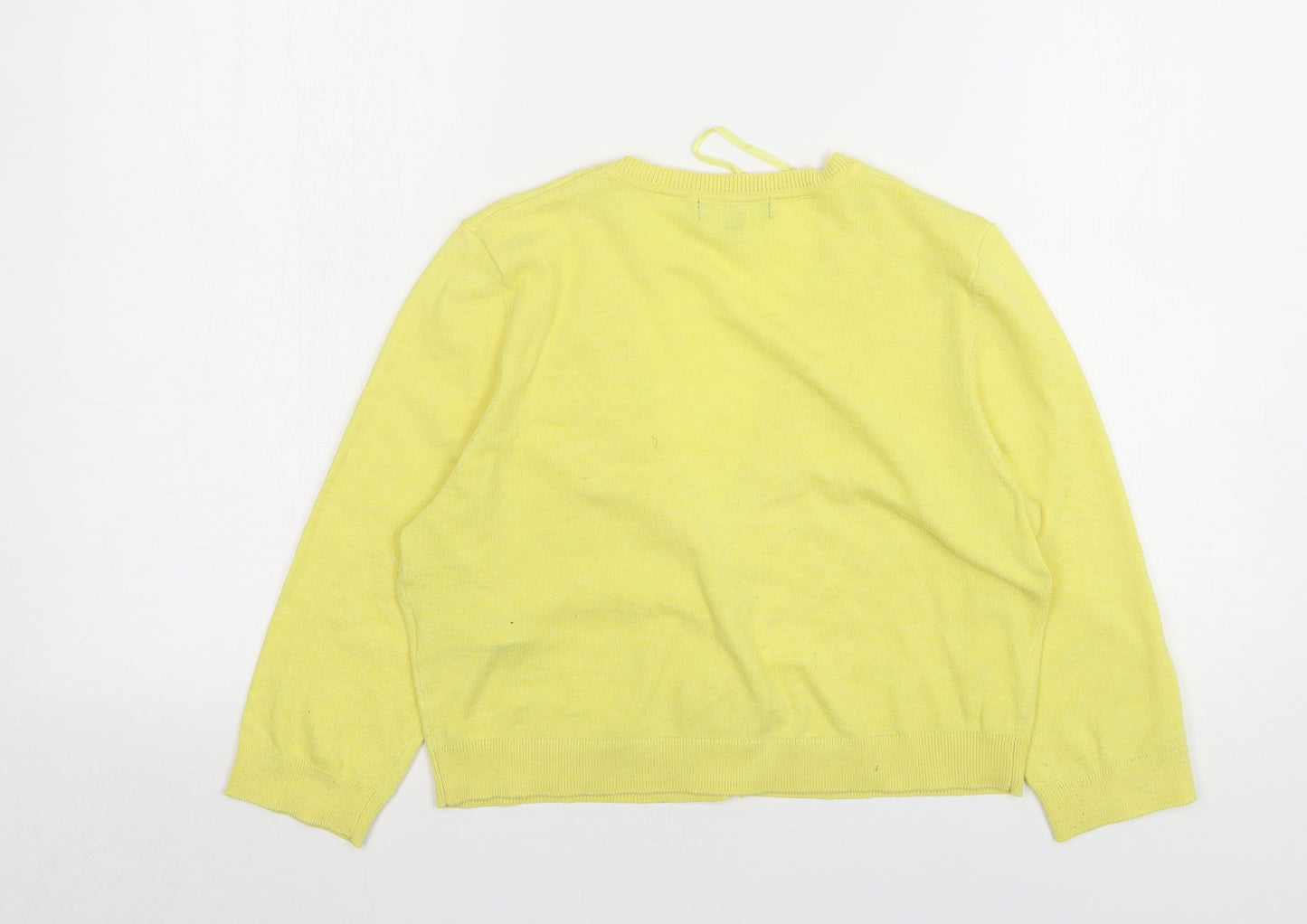 New Look Womens Yellow V-Neck Polyester Cardigan Jumper Size 14