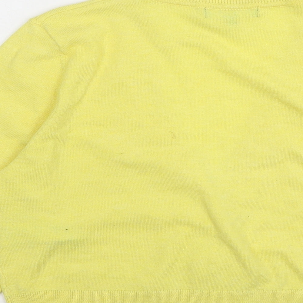New Look Womens Yellow V-Neck Polyester Cardigan Jumper Size 14