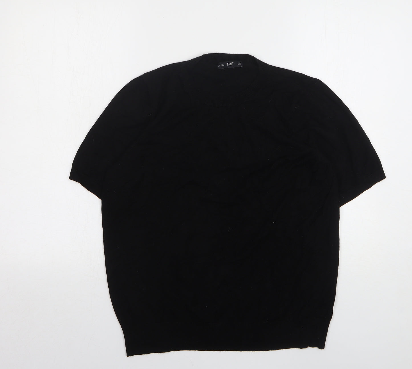 F&F Womens Black Round Neck Viscose Pullover Jumper Size 18