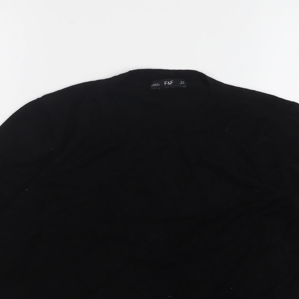 F&F Womens Black Round Neck Viscose Pullover Jumper Size 18