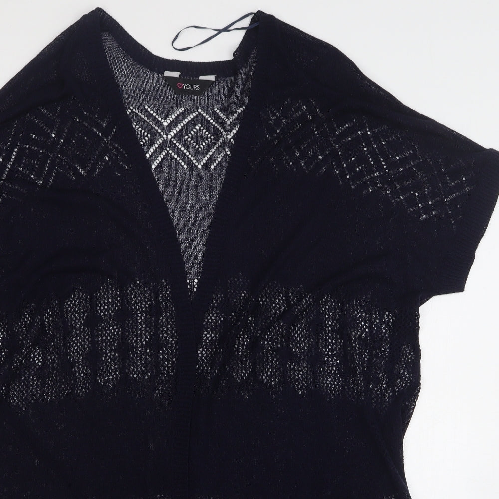 Yours Womens Blue V-Neck Acrylic Cardigan Jumper Size 18