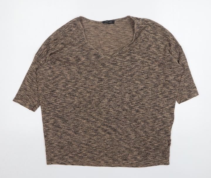 New Look Womens Brown V-Neck Viscose Pullover Jumper Size M