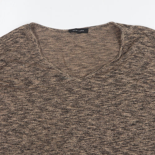 New Look Womens Brown V-Neck Viscose Pullover Jumper Size M