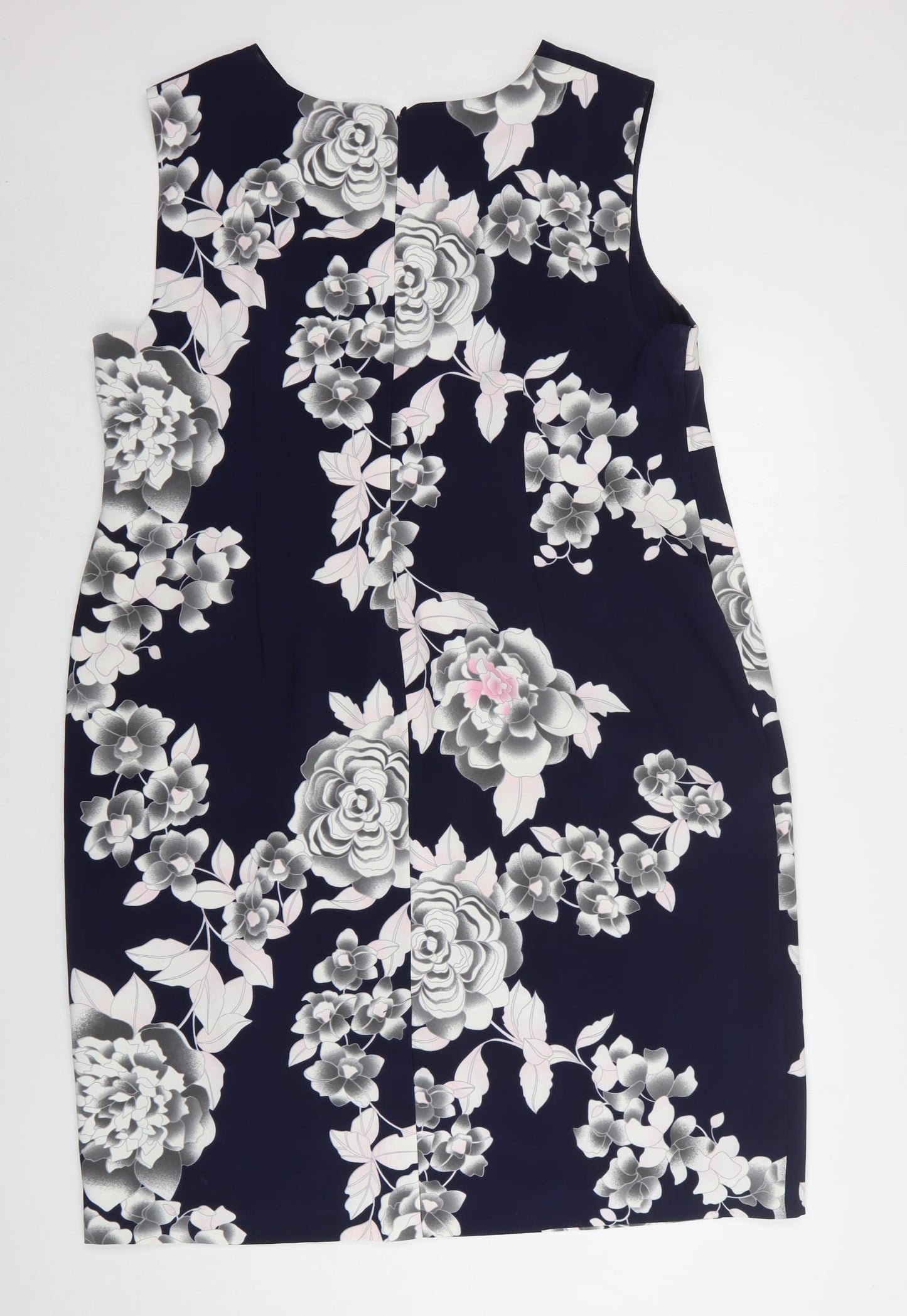 Bonmarché Womens Blue Floral Polyester Sheath Size 24 V-Neck