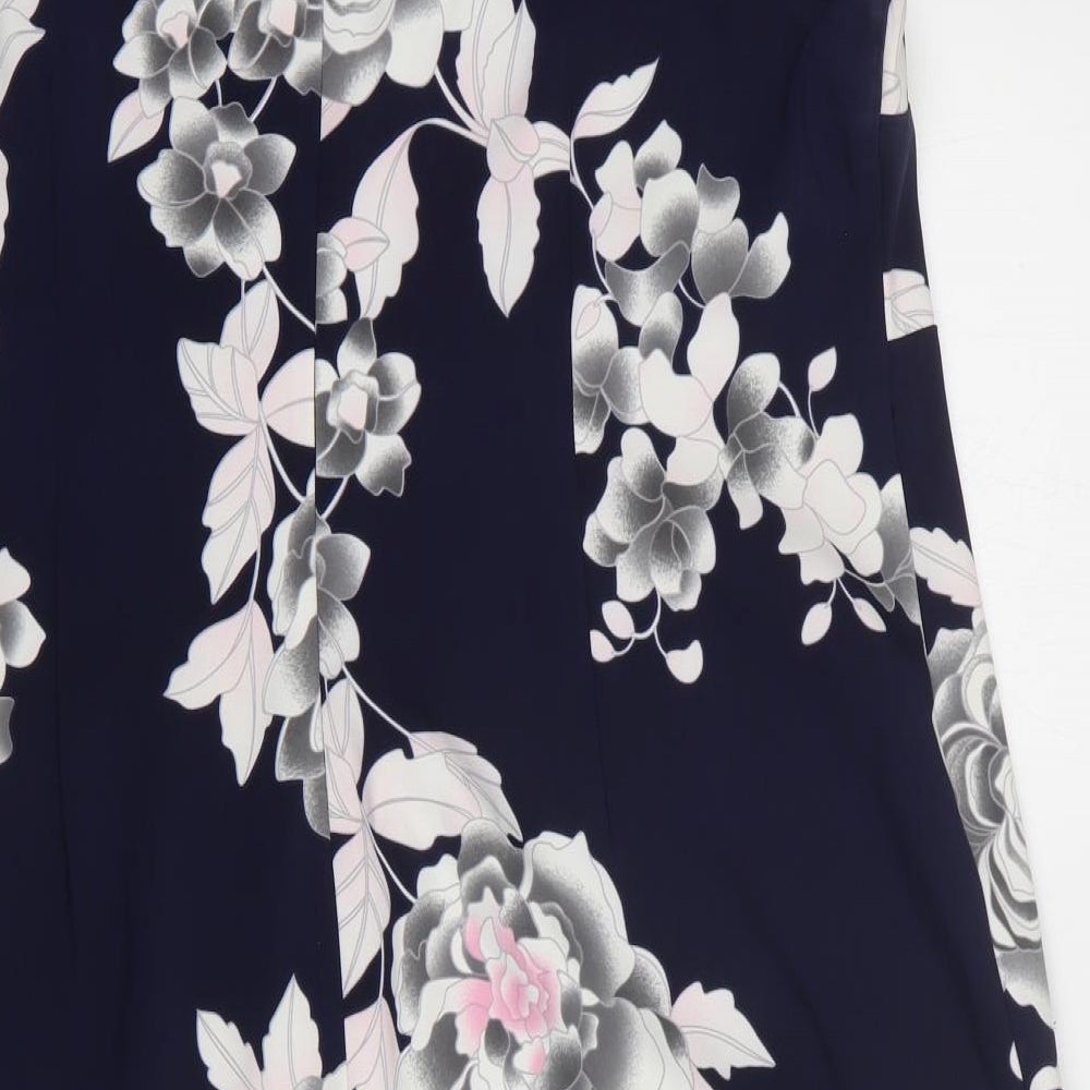 Bonmarché Womens Blue Floral Polyester Sheath Size 24 V-Neck