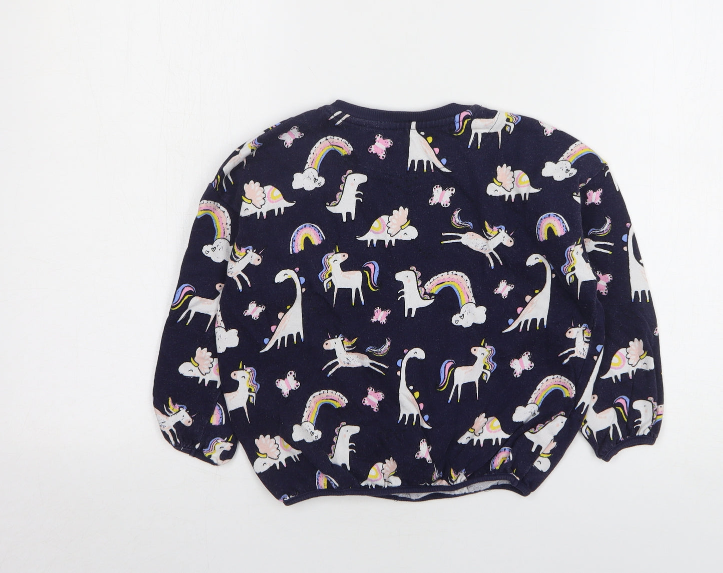 George Girls Blue Geometric Cotton Pullover Sweatshirt Size 4-5 Years - Unicorn