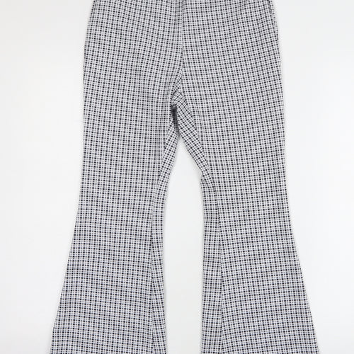 Shein Womens Multicoloured Check Polyester Capri Leggings Size S L27 in - Flared