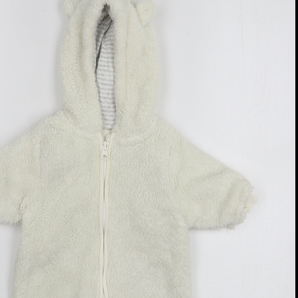 NEXT Girls White Solid Cotton Kimono One Piece Size 0-3 Months
