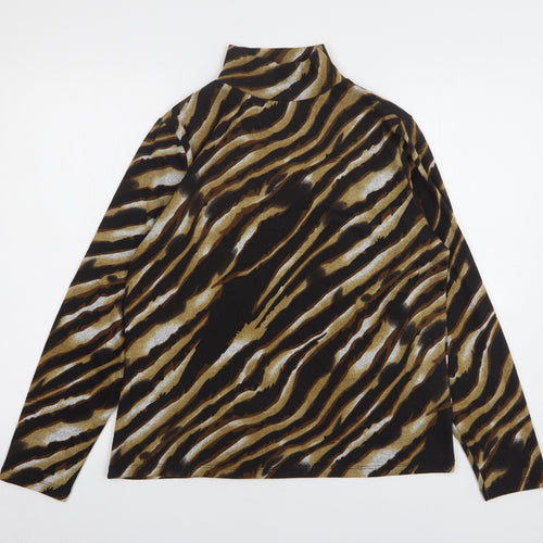 First Avenue Womens Multicoloured High Neck Animal Print Polyester Pullover Jumper Size M