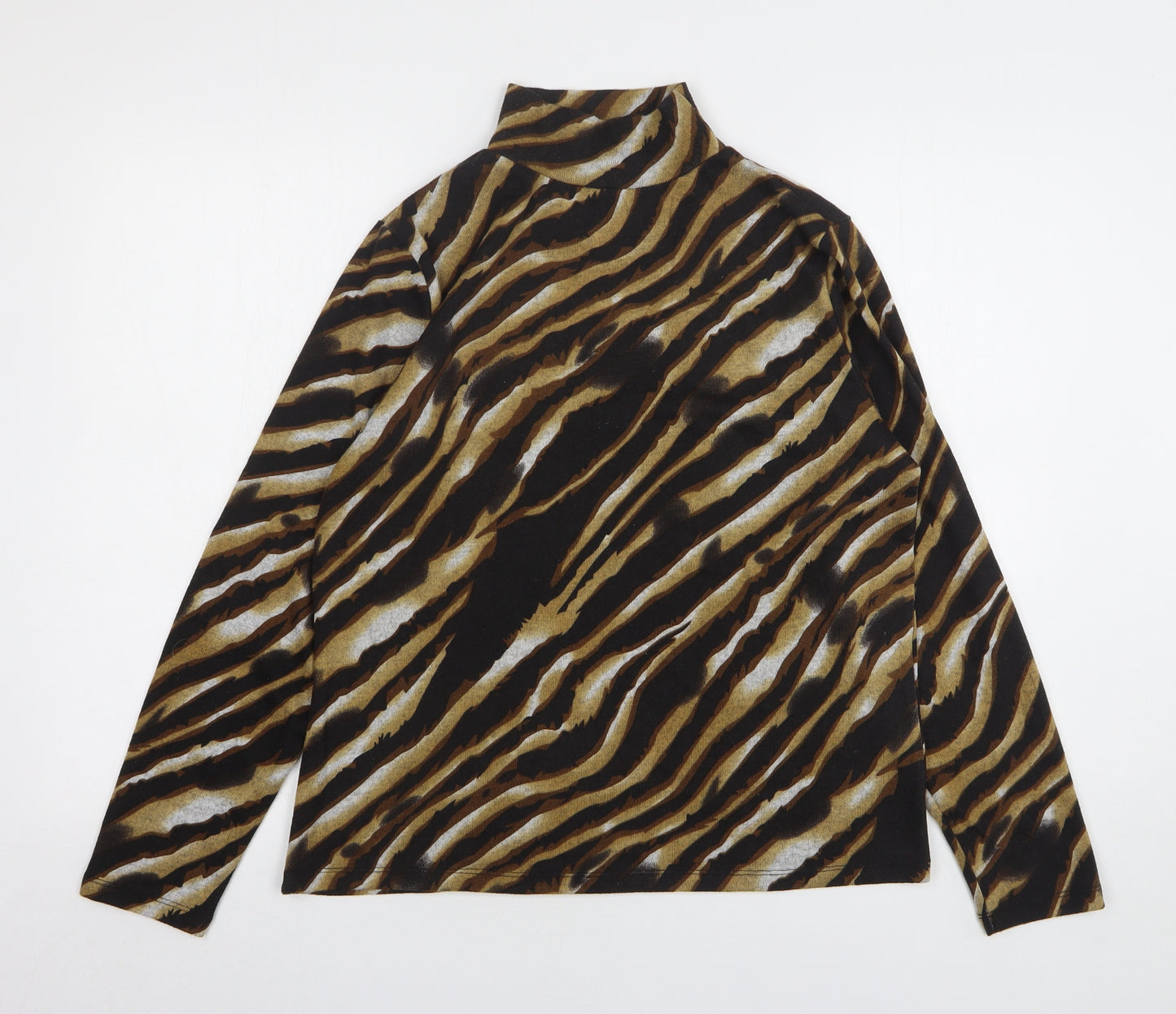 First Avenue Womens Multicoloured High Neck Animal Print Polyester Pullover Jumper Size M