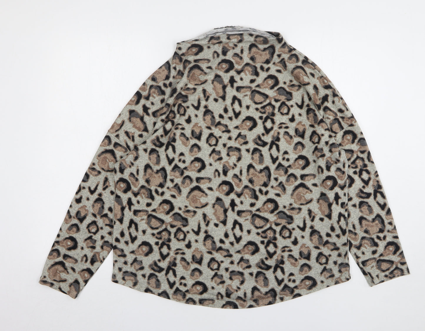 TU Womens Multicoloured High Neck Animal Print Polyester Pullover Jumper Size 16