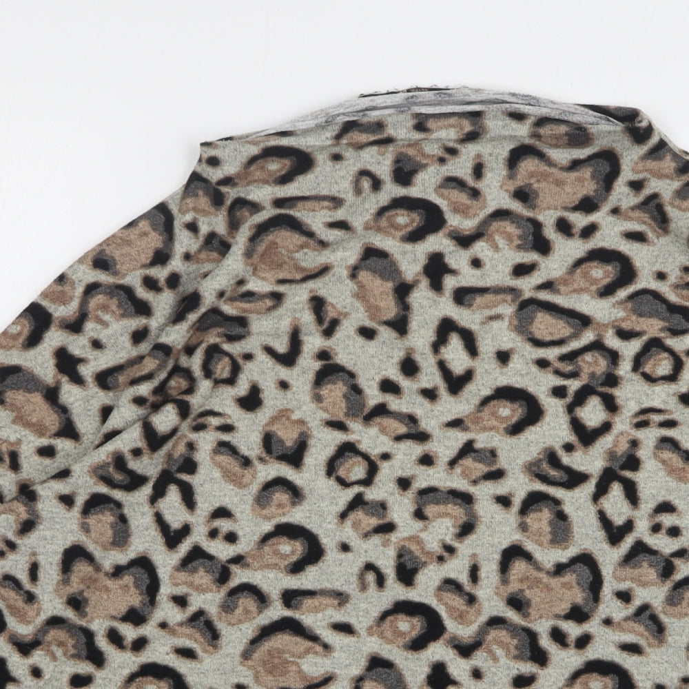 TU Womens Multicoloured High Neck Animal Print Polyester Pullover Jumper Size 16