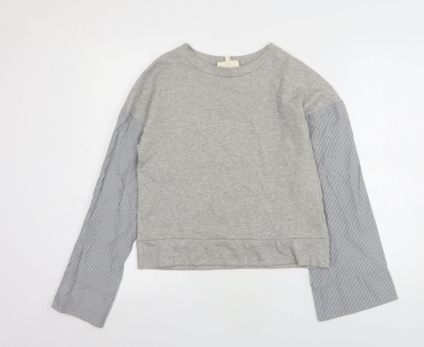 NEXT Womens Grey Striped Cotton Pullover Sweatshirt Size XS